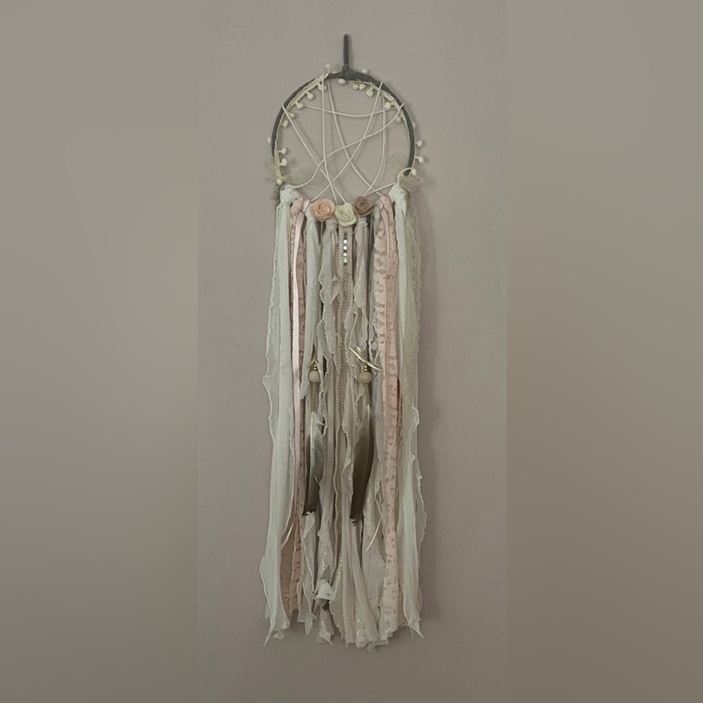 Grey cream pink dream catcher.